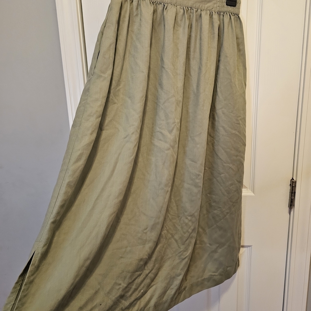 Vintage Southern Lady Sage Button-Front A-Line Skirt - Picture 4 of 8